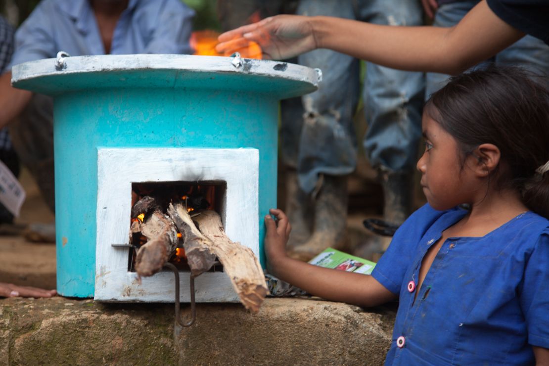 The Ecocina stove reduces carbon emissions and particulate matter by 70%. It also uses half the wood of an open fire.