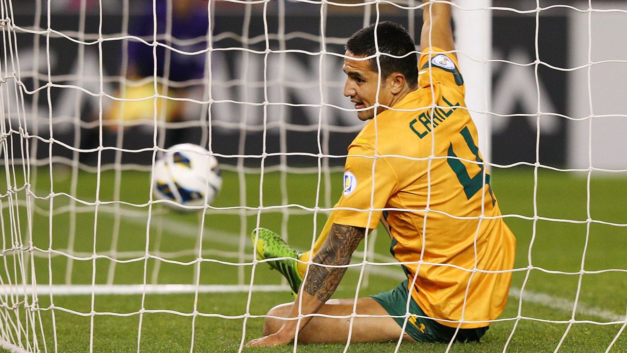 Tim Cahill celebrates after scoring for Australia in their 4-0 demolition of Jordan