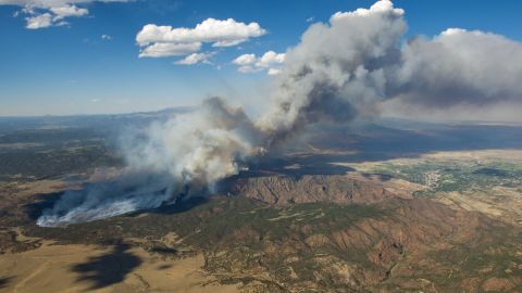 A wildfire burns in the Black Forest near Colorado Springs on June 11.