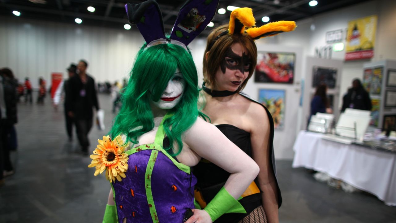 Female cosplayers at a Comic Con.