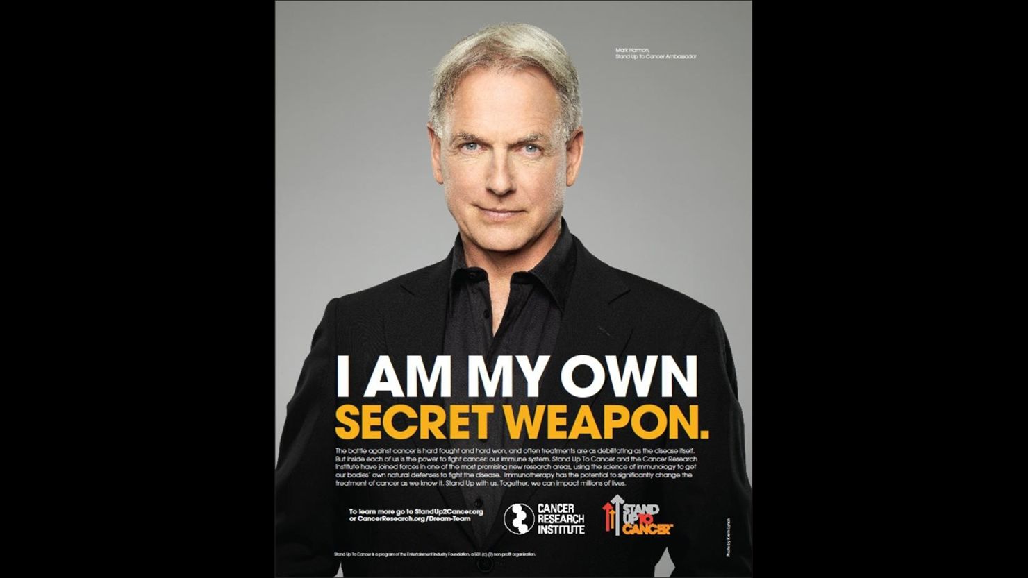 Actor Mark Harmon appears in a new PSA from Stand Up to Cancer and the Cancer Research Institute.