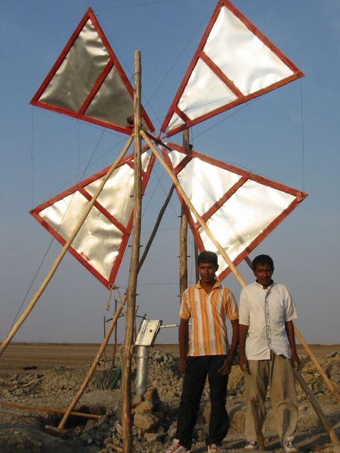 Mehtar Hussain and Mushtaq Ahmed from Assam built a bamboo windmill for around $100 to pump water from a small padi field. The invention has now been adopted by Gujarati salt workers, who are some of the poorest people in the state, to pump brine water. Petrol-powered pumps consume huge amounts of fuel, at a cost of around $1,000 each year. The wind-powered pump runs at a fraction of the cost.