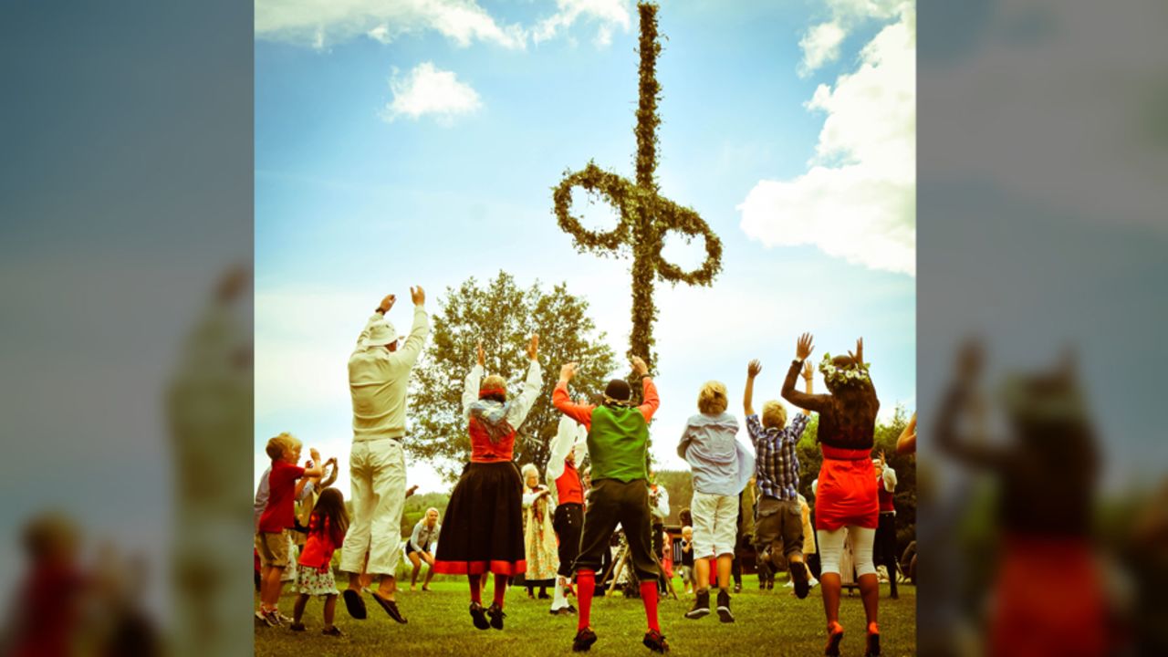 After the Swedish midsummer maypole has been raised, it's time for the dancing, which, to outsiders, might look odd, embarrassing and weird. But don't laugh! The Swedes take their Midsummer dancing very seriously. This photo, shot by <a href="http://ireport.cnn.com/people/MatsEdenius" target="_blank">Mats Edenius</a>, shows the end of the "rocket" dance. "It starts with low clapping going more intense, trying to make as much noise as possible. Then it takes off and everybody jumps synchronized."