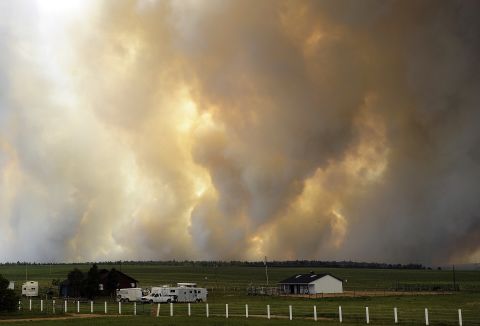 Smoke rises from the Black Forest Fire near Colorado Springs on June 12.