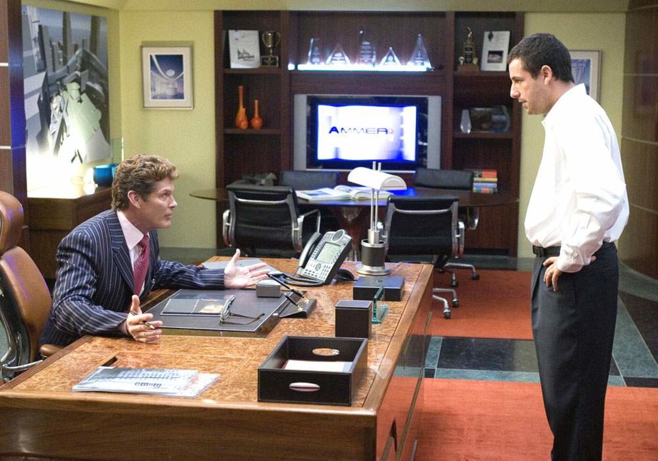 Ammer's a slimy boss who treats Michael Newman (Adam Sandler) like his personal slave. When Newman farts in his boss's face, it reminded me of a CEO who used to let 'em rip all the time in the boardroom. No, I'm not kidding. I wish I had that magic remote control back then 