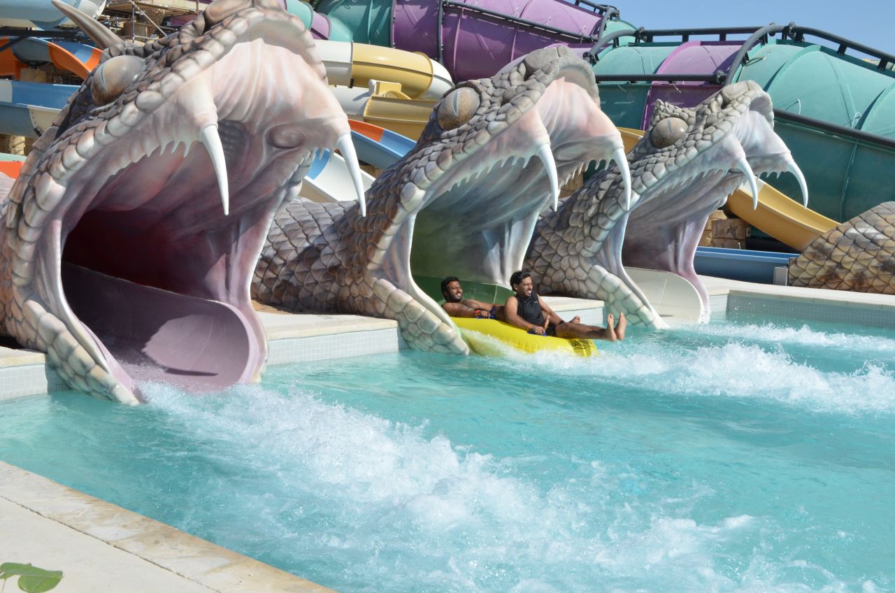 Just next door to Ferrari World, visitors can cool off at Yas Waterworld, the largest water park in Abu Dhabi. 