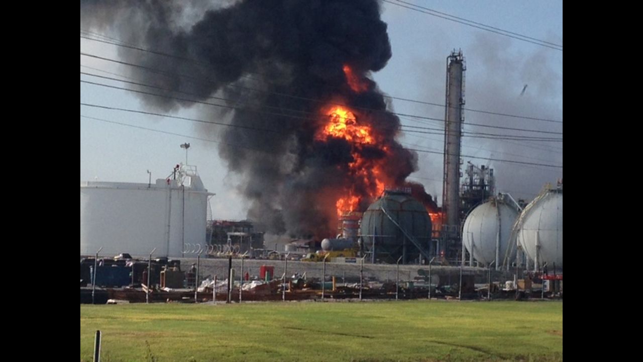 iReporter Ryan Meador took this photo moments after the explosion at the Williams Olefins plant in Geismar, Louisiana, as he was leaving the area on Thursday, June 13.