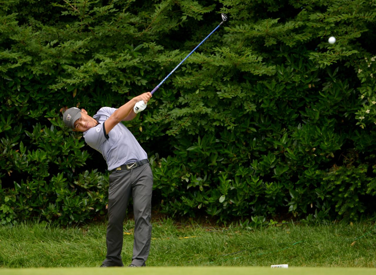 Cheng-Tsung Pan of Taiwan tees off on the 11th hole during on June 13.