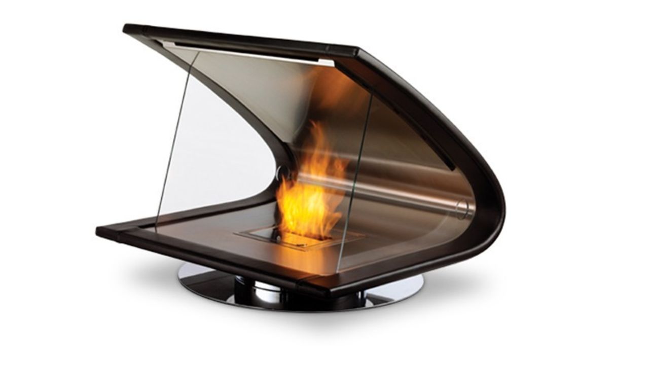 This chic <a href="http://www.ecosmartfire.com/bioethanol-fireplace-products/designer-fireplaces/available-models/zeta" target="_blank" target="_blank">Zeta fireplace</a> looks like something you would bring to work. Encased in leather and molded from a titanium interior, the fireplace is portable, so you can enjoy its looks and warmth in every room.