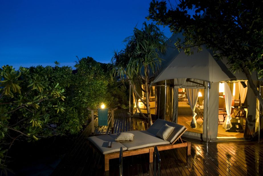 Rates for the resort's tent villas vary seasonally. Each villa includes a living tent, a sleeping tent and a bathing tent.