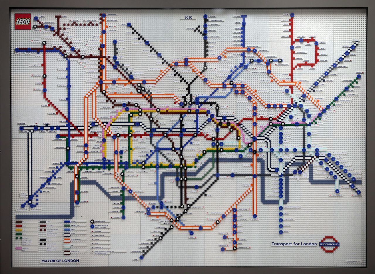 To celebrate its 150th anniversary, London Underground has created a series of Tube maps made entirely from Lego. 