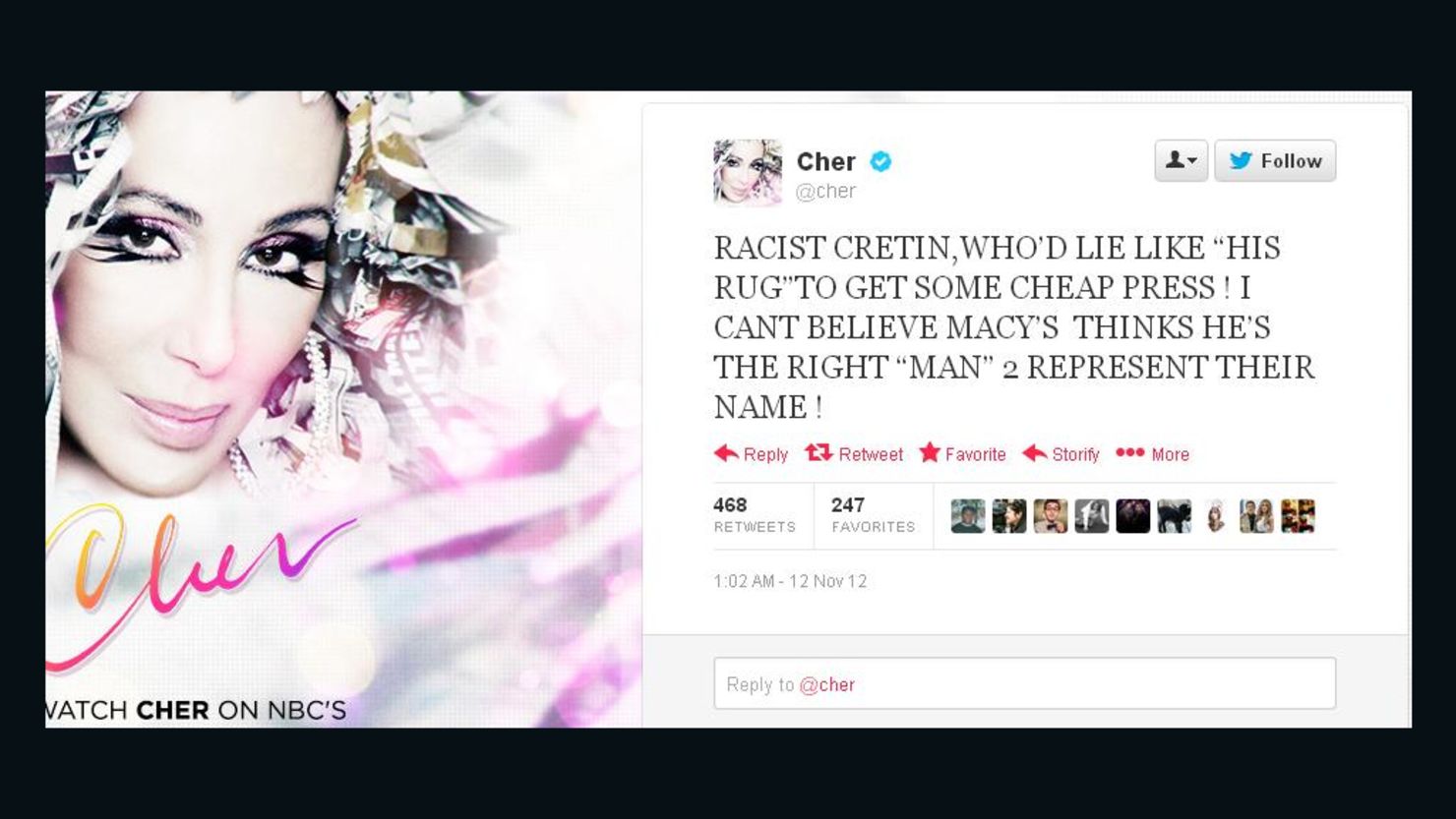 Cher didn't mince words, or spare the Caps Lock key, when taking a shot at Donald Trump on Twitter last year.