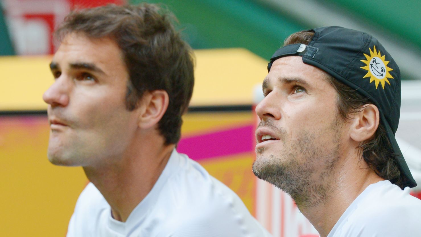 Roger Federer, left, and doubles partner Tommy Haas will meet in the semifinals in Halle, Germany. 