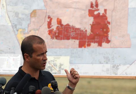 El Paso County Sheriff Terry Maketa speaks during a press conference about the Black Forest fire on June 14 in Colorado Springs. County spokesman Dave Rose told CNN it appeared to be the most destructive in the history of Colorado.