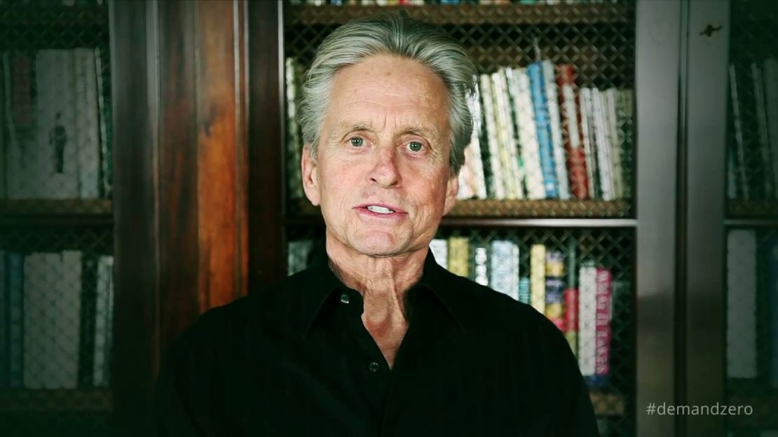 Michael Douglas and other Hollywood celebrities, in a video from the website globalzero.org, recite lines from President Barack Obama's 2009 speech in Prague.