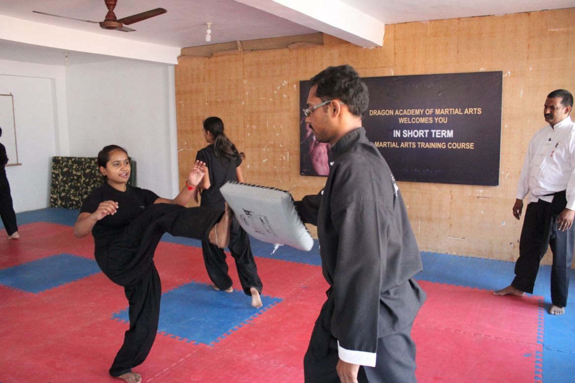 The girls are taught everything from kicking and punching, to handling an attacker coming from behind.