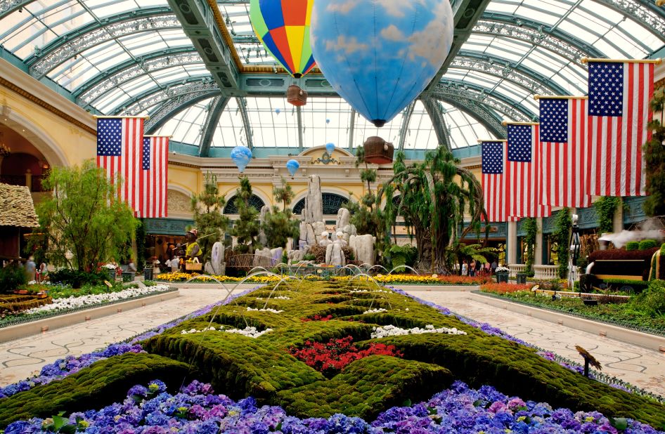 Horticulturists at the Bellagio in Las Vegas create seasonal over-the-top displays in the Conservatory. Stop in for a free musical performance.