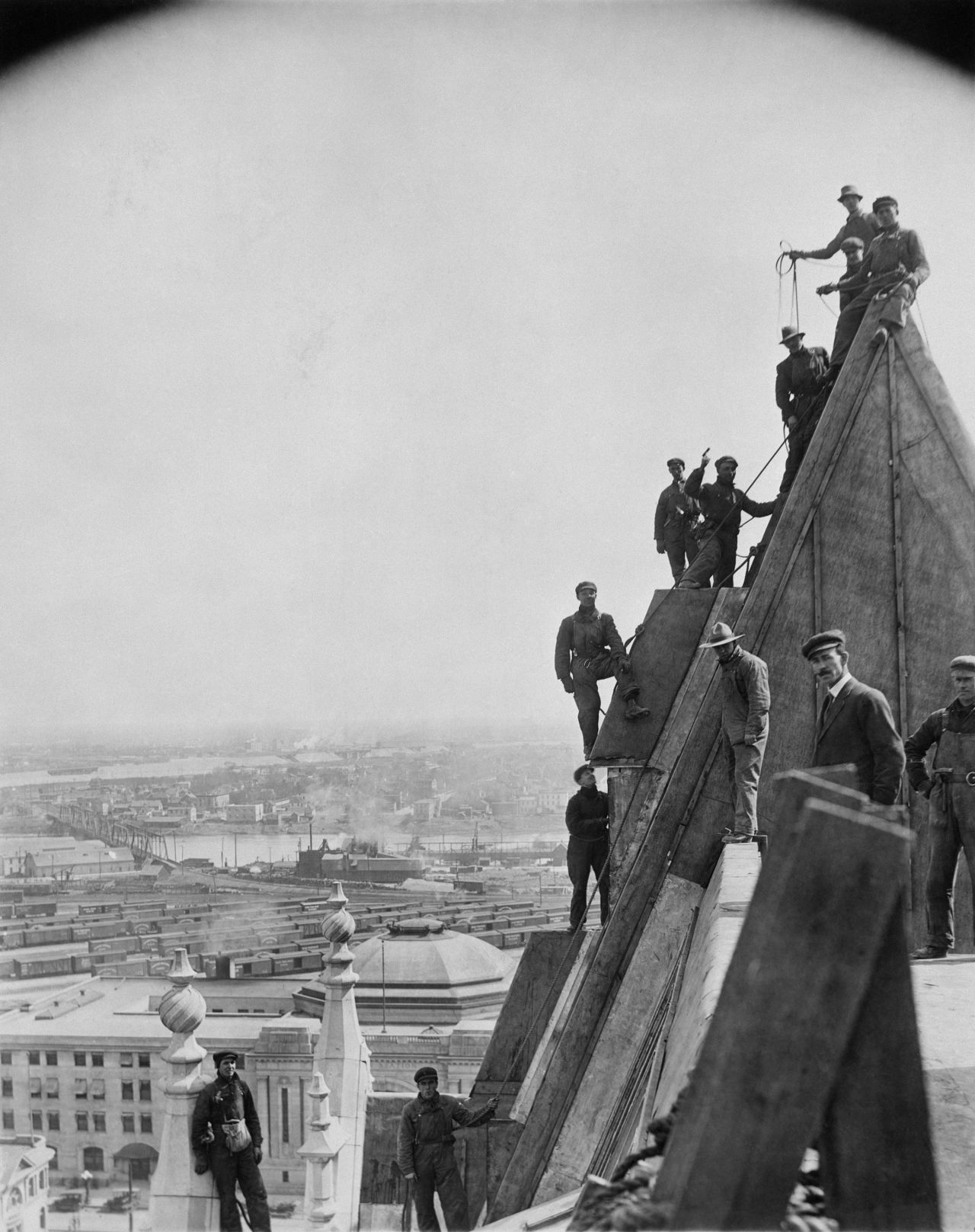 This shot of the hotel's roof under construction was taken by Winnipeg photographer L.B. Foote in 1913.
