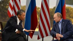 US President Barack Obama (L) holds a bilateral meeting with Russian President Vladimir Putin during the G8 summit at the Lough Erne resort near Enniskillen in Northern Ireland, on June 17, 2013. The conflict in Syria was set to dominate the G8 summit starting in Northern Ireland on Monday, with Western leaders upping pressure on Russia to back away from its support for President Bashar al-Assad. AFP PHOTO / JEWEL SAMADJEWEL SAMAD/AFP/Getty Images