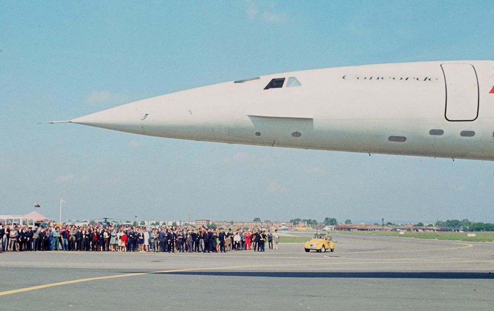 In all, 20 Concordes were manufactured -- 10 in Britain and 10 in France -- although the original plan was for 300. Of these, 14 entered commercial service. The original Concorde prototype is seen here on display at the 1969 airshow in Paris. 