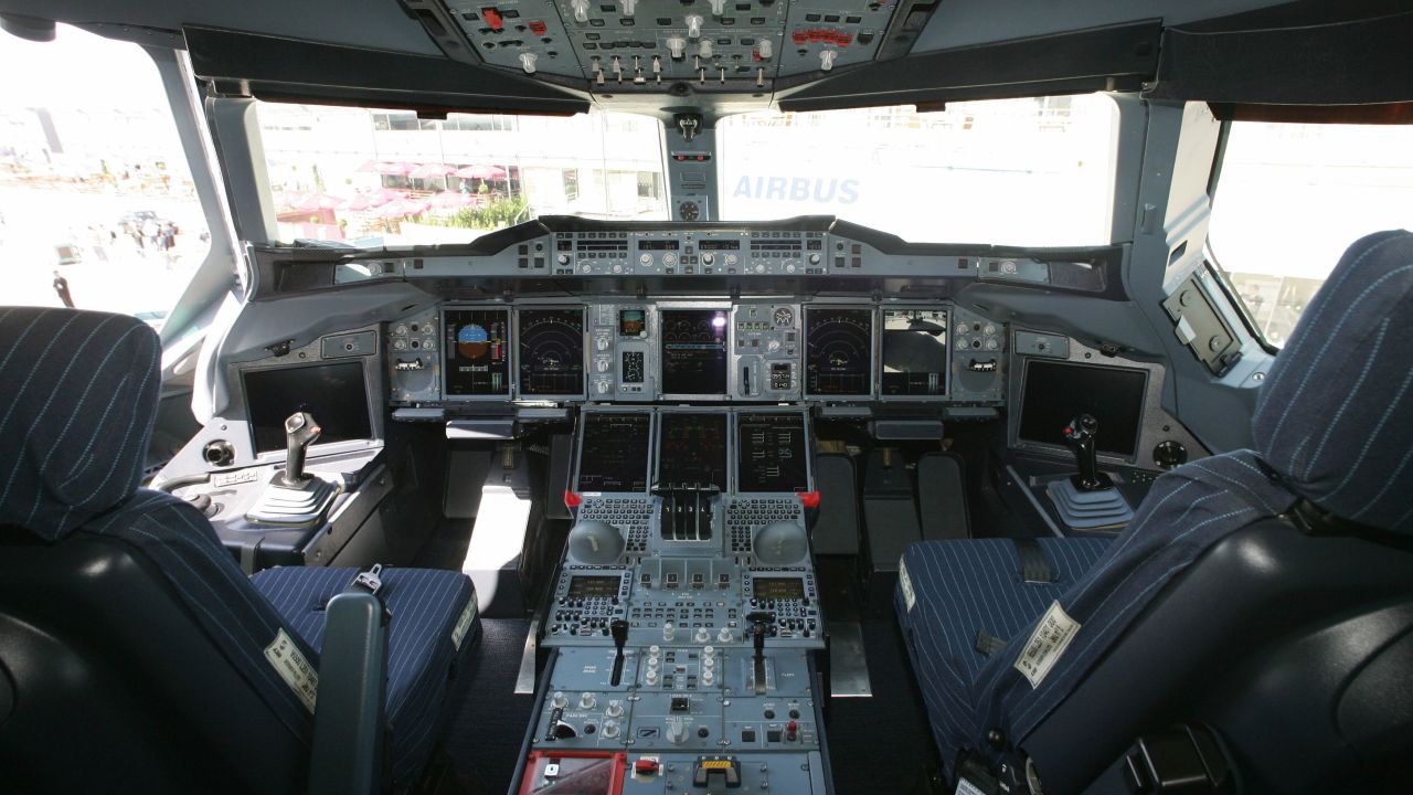 Inside the cockpit of the Airbus A380