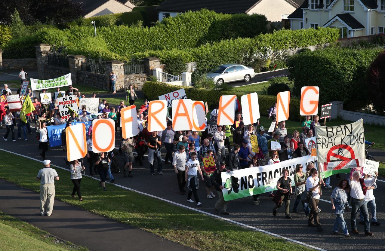 Protesters march through the streets near the Group of Eight Summit on Monday, June 17, in Enniskillen, Northern Ireland. Demonstrators long have targeted the G8 to protest the economic policies of the world's leading industrial powers -- Canada, France, Germany, Italy, Japan, Russia, the United Kingdom and the United States.