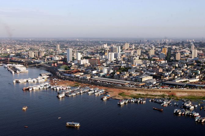 The seventh largest city in Brazil, Manuas, sits halfway up the Amazon River. It has gleaming office buildings and modern factories and is growing faster than many other parts of the country.