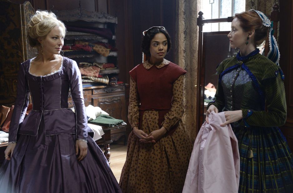 Sara Freeman (Tessa Thompson, center) is a seamstress in season two and her work offers insight about the designs and fabrics of the time: Silks, linen, bamboo and "tons" of wool. Click through to see more historical creations. 