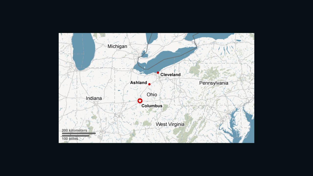 Ashland, Ohio locator map