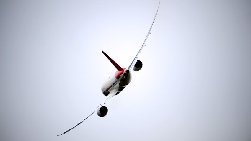 An Air India Boeing 787 Dreamliner flies over Le Bourget airport, near Paris, on June 18, 2013 during the 50th International Paris Air show. AFP PHOTO / ERIC FEFERBERGERIC FEFERBERG/AFP/Getty Images. S023258018