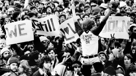 Some 50,000 people gathered in Central Park after Lennon's murder.