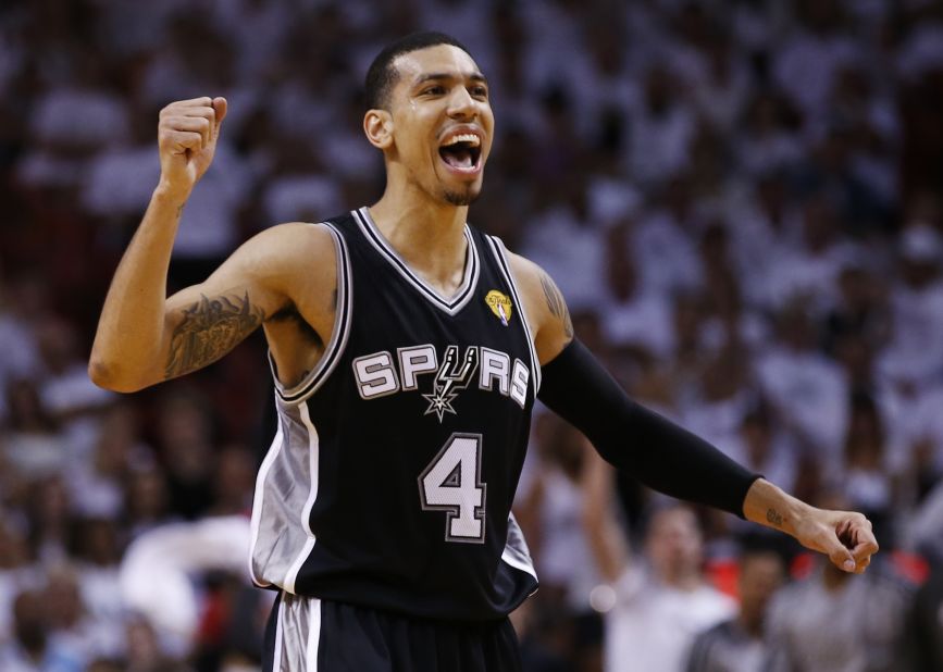 Danny Green of the Suprs celebrates a basket against during the second quarter.