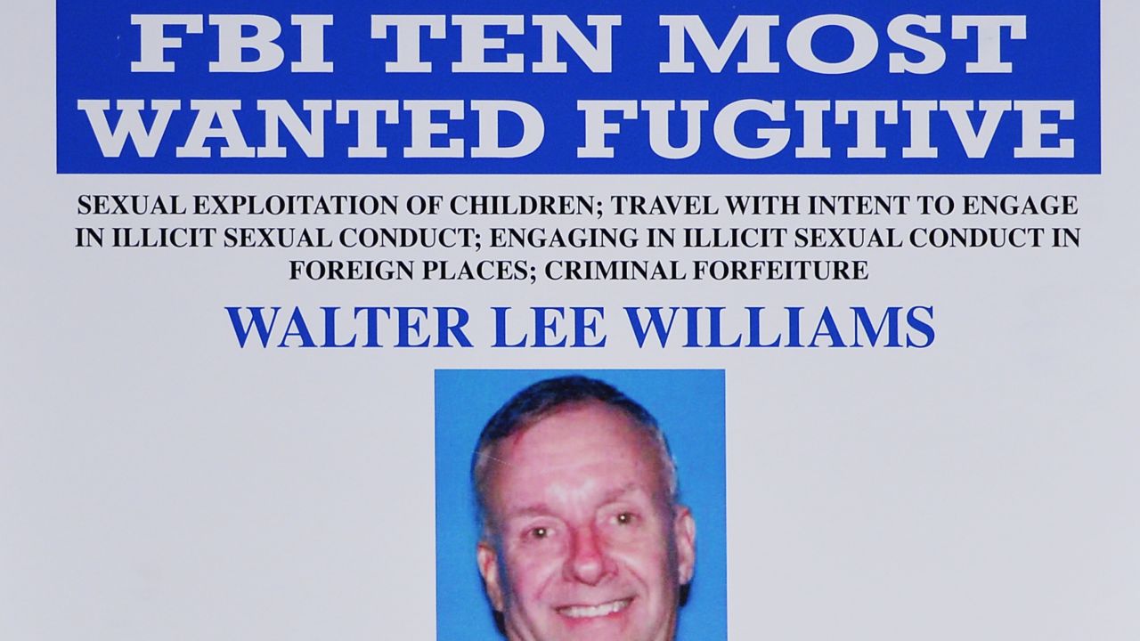 A FBI wanted poster for alleged child sex predator  Walter Lee Williams is pictured on Monday. 
