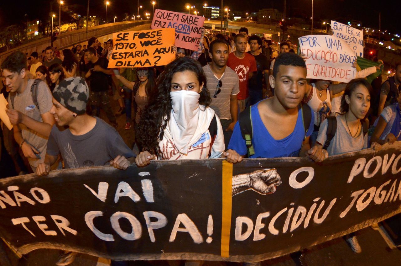Last June, people took to the streets in Belo Horizonte in the state of Minas Gerais to protest against the costs of hosting the World Cup.