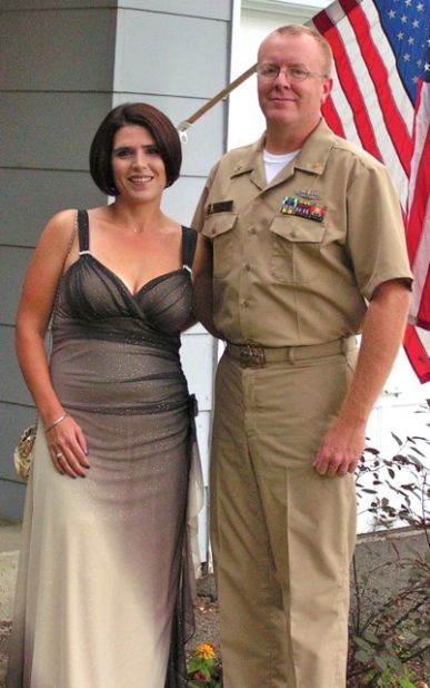 Ritchie used to agonize over what to wear for military functions with her husband, Mike. But not anymore, as evidenced by this photo in September 2011. "I could see it in her eyes when she came down the stairs of our house wearing that dress, that she finally realized that all the hard work she had done for the last nine months had paid off," Mike says. 