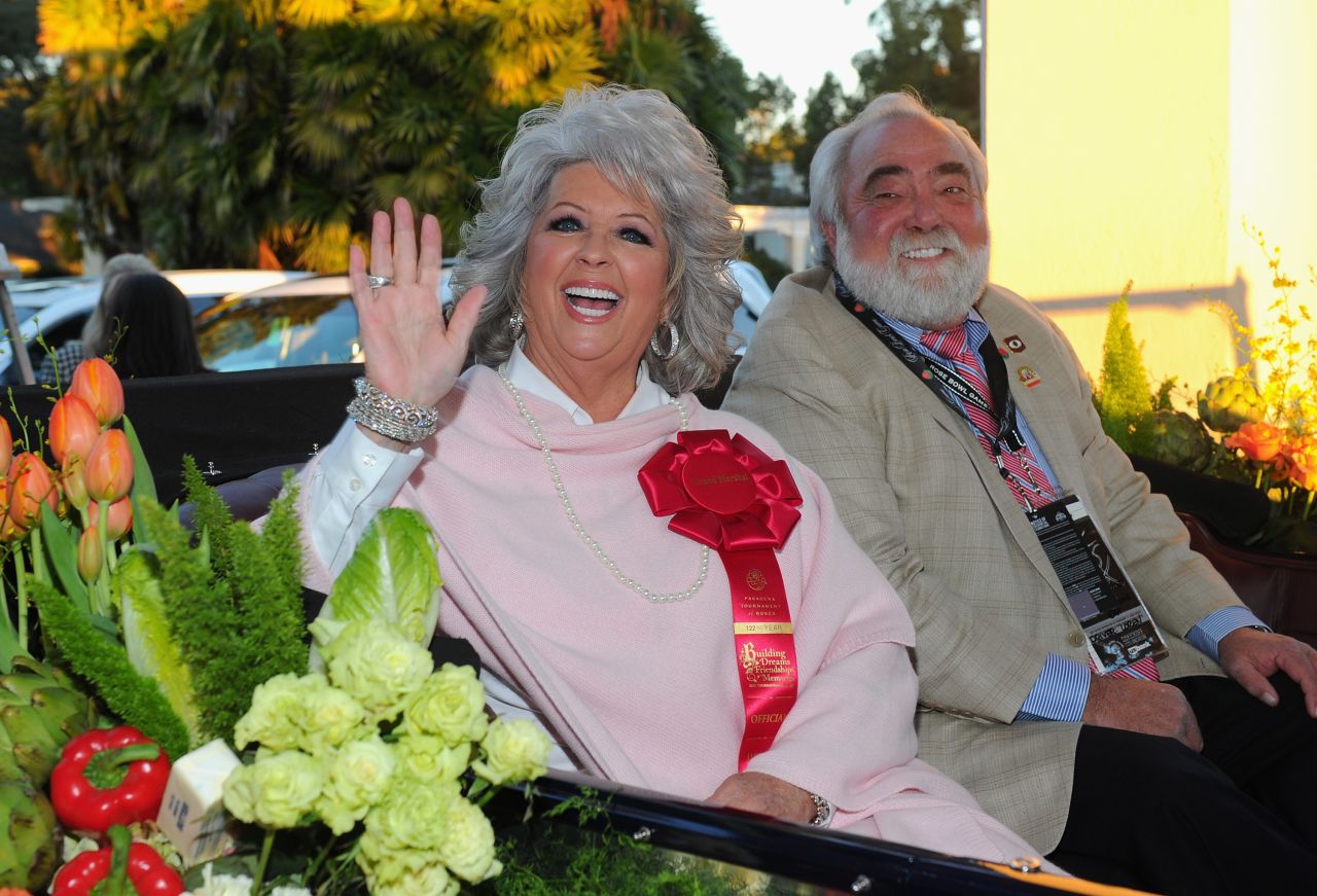 Deen leads the 122nd Annual Tournament of Roses Parade as grand marshal with her husband, Michael Groover, in Pasadena, California, in 2011.