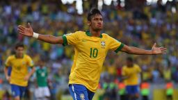Hours after declaring himself saddened by the need for protests against Brazil's social conditions, Neymar brought joy to his compatriots with the opening goal in a 2-0 win over Mexico. 