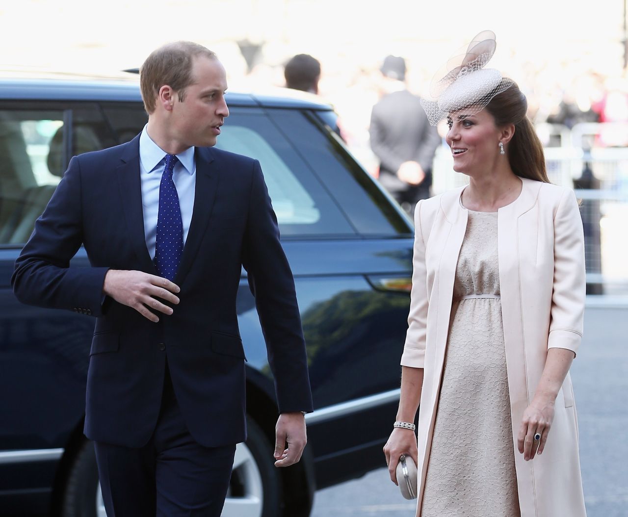 William and Catherine arrive for a service of celebration to mark the 60th anniversary of Queen Elizabeth II's coronation at Westminster Abbey on June 4, 2013.