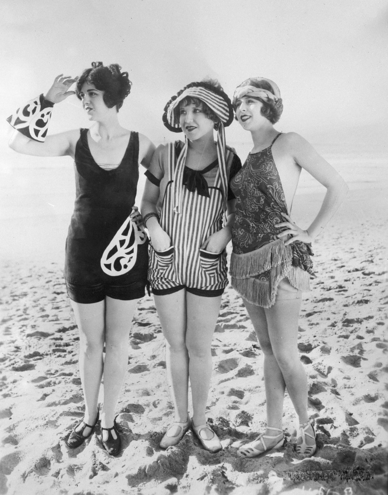 Hollywood helped glamorize bathing suits as early as 1925, with Keystone Studios' "Sennett Bathing Beauties," whose bathing suits were considered provocative.  