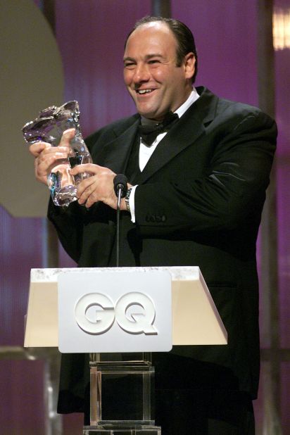 Gandolfini accepts the Television Drama Award at the GQ Men of the Year Awards in 2000.