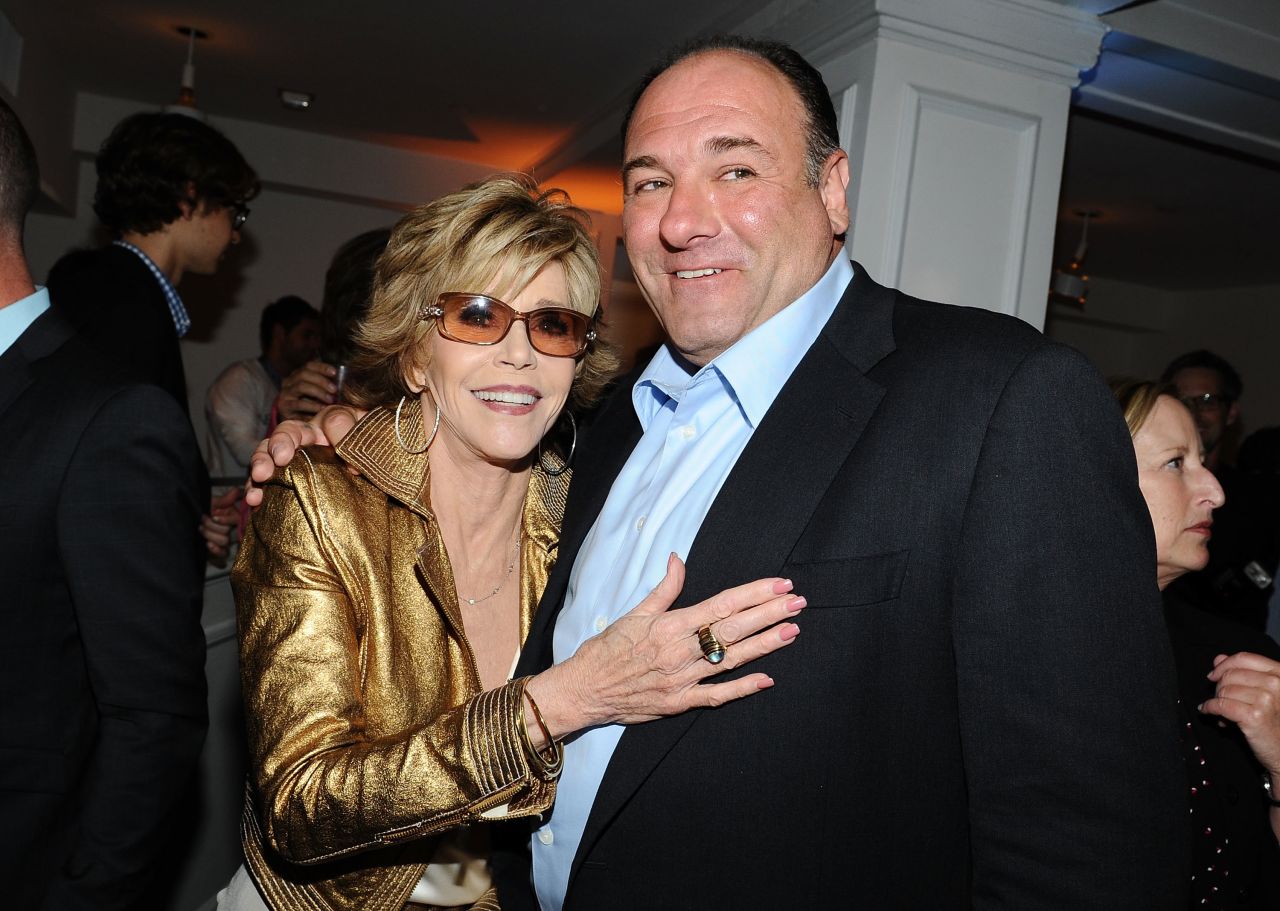Gandolfini and Jane Fonda attend an after-party for the HBO series "Newsroom" in Hollywood on June 20, 2012.