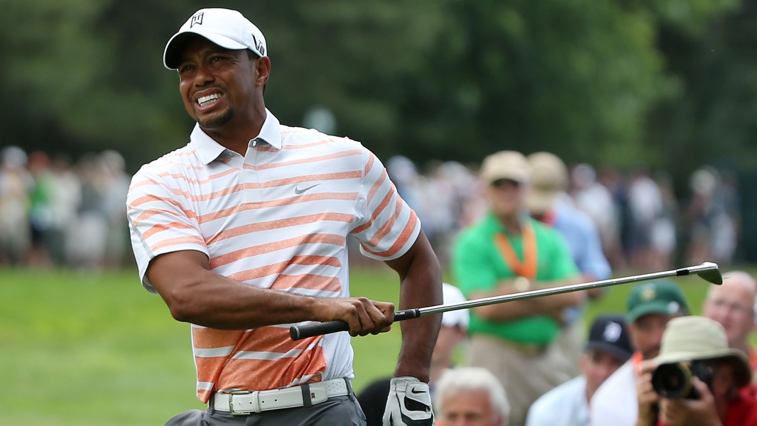 World No. 1 Tiger Woods first picked up a left elbow injury at the Players Championship last month.