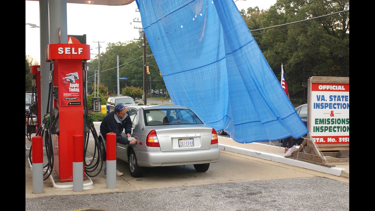 A tarp was hung at this Texaco gas station in Virginia to keep the sniper from targeting potential victims.