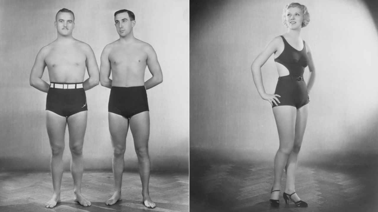The Jantzen swimsuits of 1933 were form-fitting and less restrictive of movement than previous swimwear.