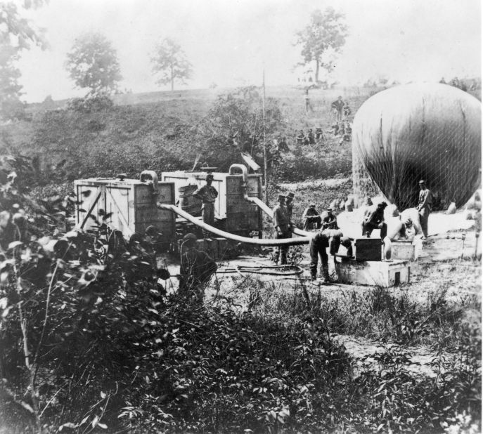 Hydrogen-filled balloons were used for surveillance and reconnaissance during the American Civil War in the 1860s.