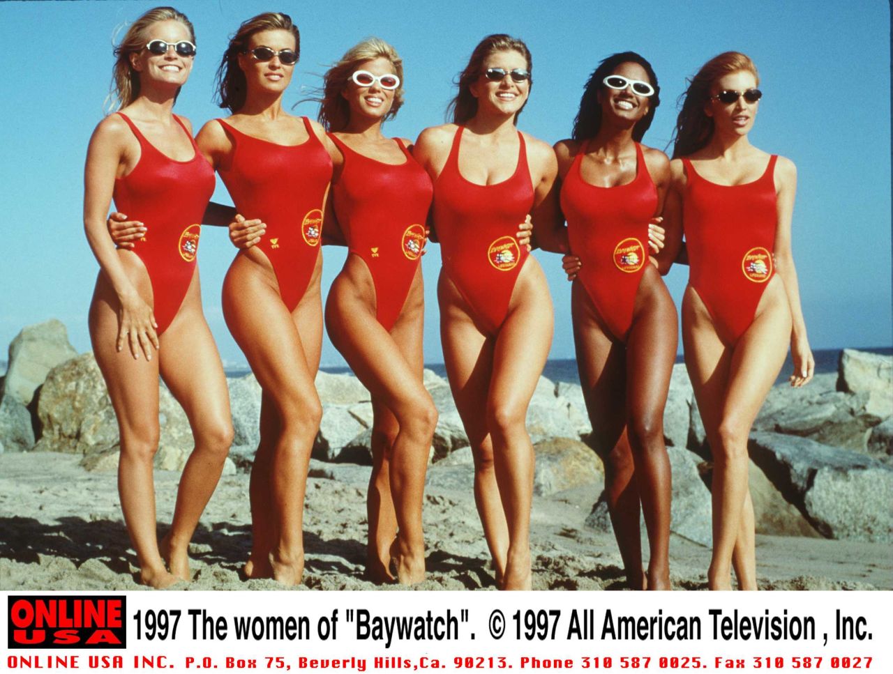 The leggy lifeguards on the television show "Baywatch" made these tank-style one-piece bathing suits a staple of 1990s television.