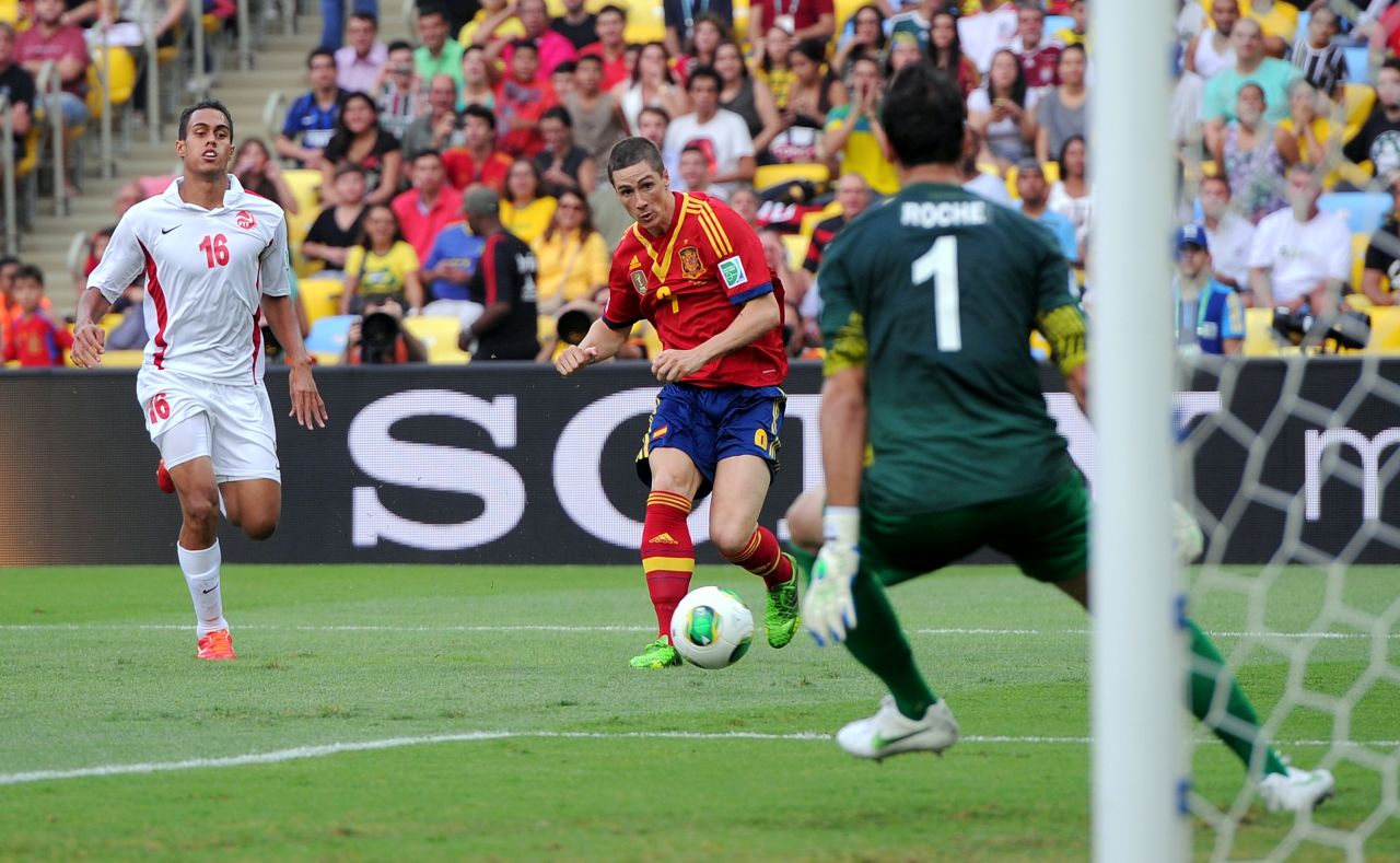 Fernando Torres grabbed four goals in Spain's victory, but the biggest cheer of the night came when he missed a second half penalty.