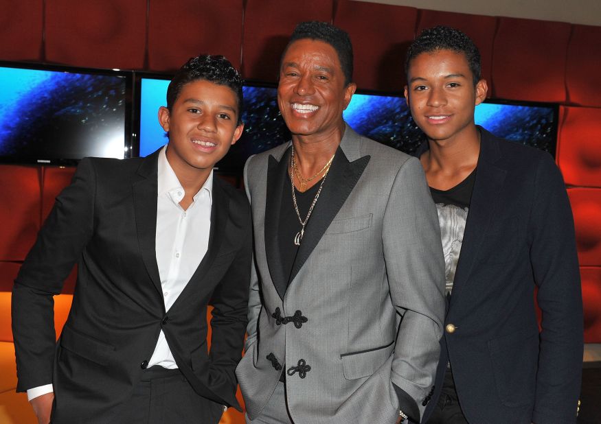 In Jermajesty's family, it's his sibling Jeremy who's the odd man out. Jermaine Jackson's other son's name is Jaafar, who's seen here on the right. Jermajesty, left, fits right in. 