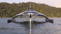 It might look like a a mixture between a spaceship and the Concorde, but this futuristic vessel is in fact the award-winning superyacht Adastra.