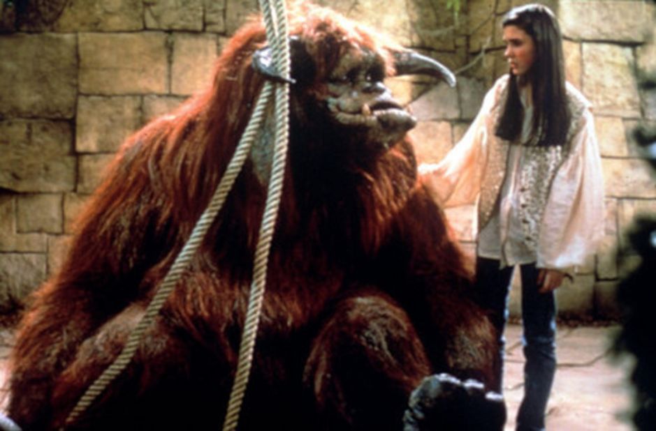 When teenage babysitter Sarah is transported to Labyrinth's strange maze-world (populated by Jim Henson's puppet creations), she is helped by kind-hearted hairy beast <strong>Ludo</strong>, who sees her through the quest to recover her baby brother. The cumbersome puppet was operated by puppeteers underneath the monster suit, who could watch events unfolding on a TV screen inside Ludo's stomach. 
